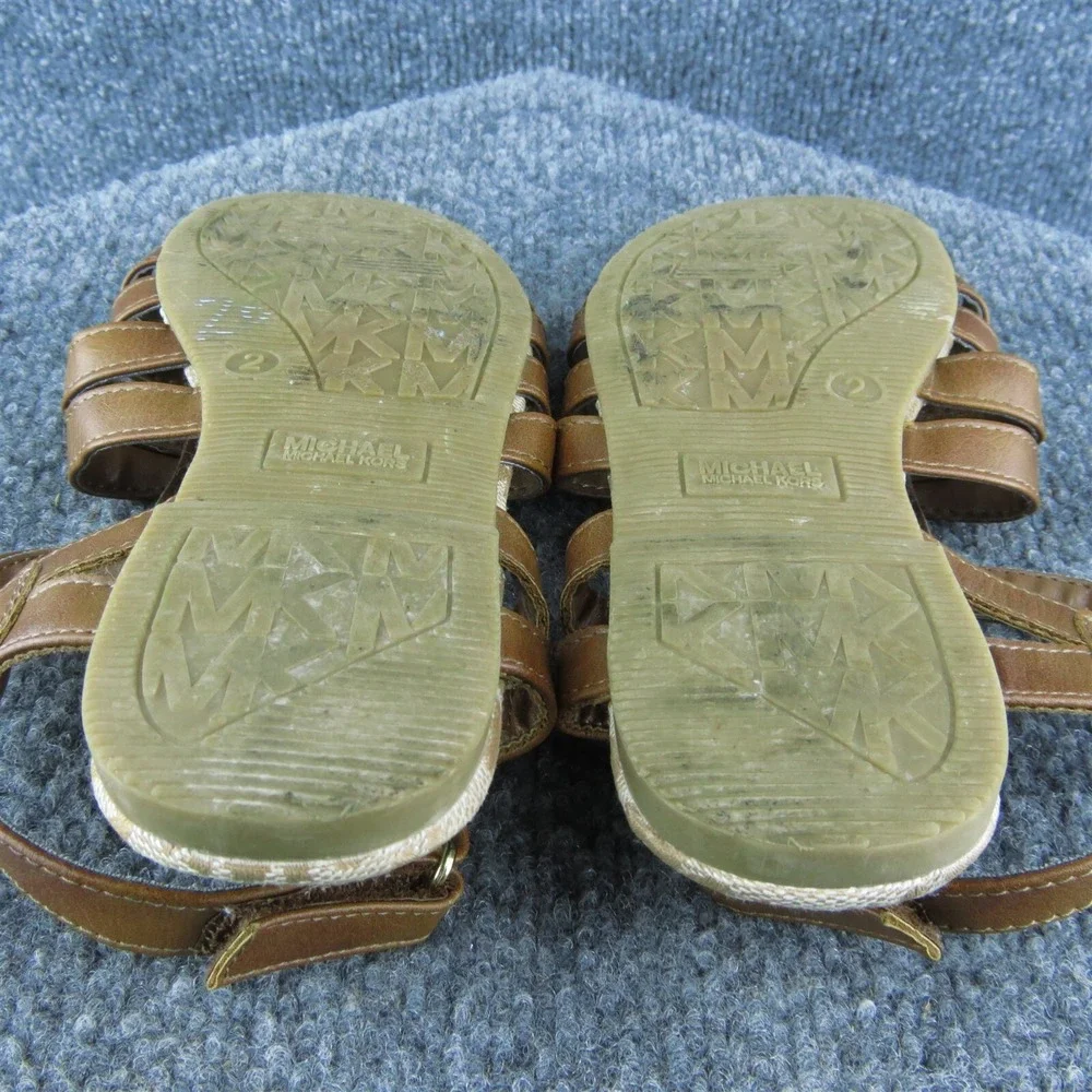 Michael Kors Youth Girls Gladiator Shoes Brown Synthetic‎ Hook & Loop Size 2 Med